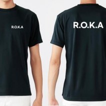R.O.K.A 커스텀 화이트 라운드 쿨 반팔티셔츠 길단 유니폼 유니폼제작 커스텀 커스텀티셔츠