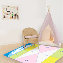 국산 어린이 KC인증 월드토이 민속 땅따먹기 사방치기 놀이 매트 러그(110x160cm)