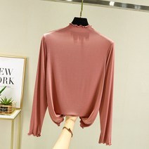 1+1 여성 물결 반목 폴라티 기본 이너 목폴라 긴팔 티셔츠 2P