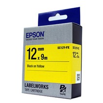 엡손 SC12Y-PX 라벨테이프 노랑바탕/검정글씨 12mm, 상세페이지 참조