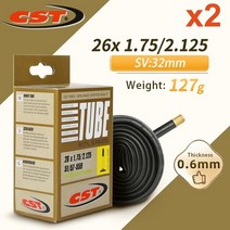 mtb 로드 자전거 타이어 MTB 타이어 2/26/27/5/29 도로 자전거 700C 0.6mm 두께 타이어 튜브 Presta/Schrader 밸브에 대 한 2PCS CST 초경량 자전거 내부 튜브, 01 26x1.75-2.125-AV-32L