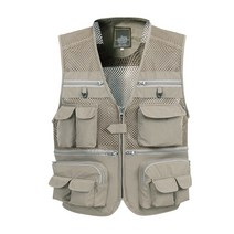 착용감 좋은 멀티 다기능 자킷 조끼 재킷 낚시 배달 라이더 통기성, 5XL, Light Khaki Vest