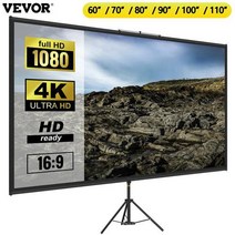 미니 빔 프로젝터 전동 족자형 휴대용 롤러블 스크린 vevor 60 70 80 90 100 110인치 삼각대 프로젝터 스크린 w스탠드 16:9 실내 앰프용 4k hd 홈 호환