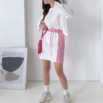 브이와이 여자 콘트라스트 민무늬 트랙수트 스커트