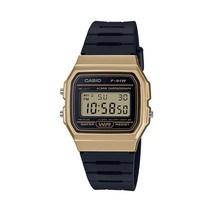 Casio 남성용 빈티지 쿼츠 캐주얼 시계 메탈 앤 레진 스트랩 블랙/골드 (F-91WM-9ACF)
