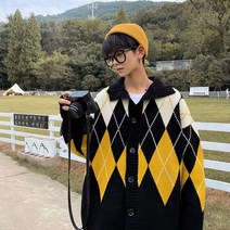 남자 니트카라티 다이아체크스웨터 N168