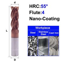 MZG HRC 45 55 65 2 에지 4 플루트 스퀘어 밀링 커터 티타늄 가공 CNC 경질 합금 카바이드 공구 텅스텐 스, 04 4F55C_19 10X10X75L