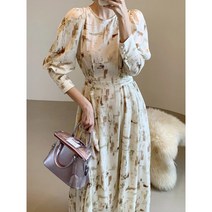 잇츠스타일 기하학 무늬의 라운드넥 롱원피스