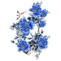 중식화구 중화렌지 3Ratels QC116 꽃 벽 스티커 침실을위한 가정 장식 중국 전통 회화 모란, 01 QC116_03 40cm(15.75 inch)