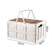 PTNL 손잡이형 캠핑 수납박스 피크닉 차 트렁크 수납용 대용량 56L, 화이트, 1단