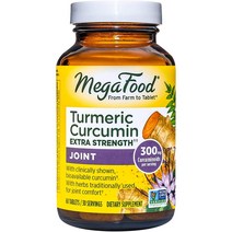 MegaFood 메가푸드 터메릭 커큐민 엑스트라 스트렝스 조인트 바이오페린 블랙 페퍼 보스웰리아 60정