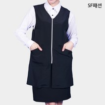 앞전체 지퍼 조끼형 앞치마 유니폼, M, 검정(sfae252)