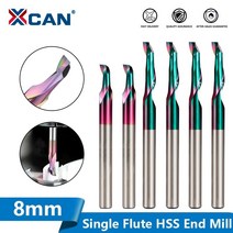 밀링커터 xcan 8mm 슈퍼 코팅 단일 플루트 hss 엔드 밀 알루미늄 도어 창 절단 cnc 알루미늄 절단 라우터 비트, 8x6x14x100리터