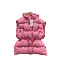 ANKRIC 한국의 동대문 가을/겨울 디자인 센스 마이너 드로우 스트링 모자 민소매 면 패딩 재킷 조끼 여성 패딩조끼