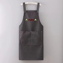 오염방지 앞치마 옥스포드 데님 앞치마 내오염 내마모 작업복 편안한 통풍 포켓 패션, 멜빵헬로데님블랙【포켓4개】, 하나, 4개