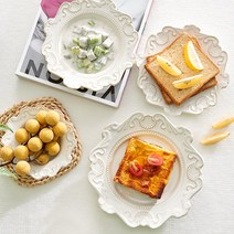 루비코코 북유럽 바로크 레이스 앤틱 플레이트 예쁜 샐러드 파스타 브런치 접시 2개입 1세트, 화이트, 15.24cm 2P