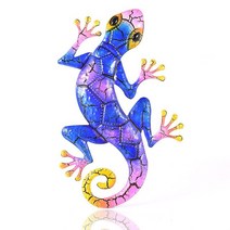 마당꾸미기 야외 정원 장식용 금속 큰 도마뱀붙이 마당 홈 가든 벽 장식 미니어처 액세서리 조각 도마뱀, 파란색