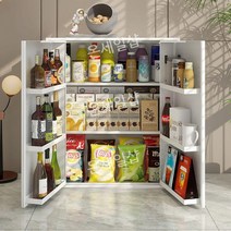 틈새 수납장 거실 베란다 슬림 선반 낮은 3단 캐비넷 이동식 주방 다용도실 도어형 가구, 30CM 증가 된 용량 사이드 보드 90 높이 x 80