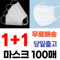 1+1 숨쉬기편한 기능성 에어 스마트 일반 여름 비말차단 일회용 3D 패션 부직포 블랙 덴탈 마스크 100매, 성인 화이트 50매+성인 블랙 50매