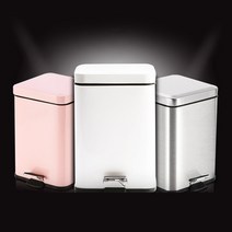 고급형 튼튼한 무소음 사각 스텐 페달 휴지통 (6L 12L), 휴지통6L_실버, 1개