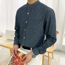 [게리오] [BGB.03] 고급스러운 데님워싱 차이나 셔츠