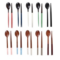 룰루홈 옻칠 원목 나무 수저세트 숟가락 젓가락 우드커트러리, 스카이블루