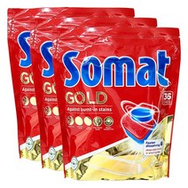 Somat 소멧 골드 올인원 36개입x3팩 식기세척기 가정용 세정제 전용세제, 3개, 24.2oz