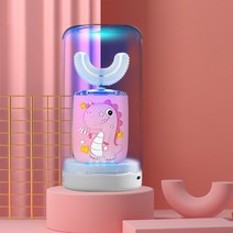 초음파 전동칫솔 자동양치 어린이 u자형 전동 칫솔 360 도 자동 음파 실리콘 스마트 타이머 블루 라이트 치, 08 2-6 years