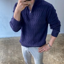 미꼬장 남자 반집업 니트 비스코스 맨살가능