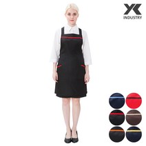 [NEW] 예경 깔끔한 한 줄 포인트 H형 앞치마, 검정색/빨간띠(PO-7993)