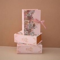 꽃다발포장지 꽃자재 예븐 꽃 포장지 부자재 20 PCS 크리에이티브 책 웨딩 사탕 상자 아름 답게 인쇄 된 파티 선물 포장 종이, 9x4.5x13cm, Pink