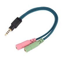 4x 3.5mm 4 극 2 암-1 남성 헤드폰 스테레오 오디오 Y 분배기 케이블, 블루, 20cm, 나일론