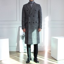 세컨에디션 글렌체크 롱기장 핸드메이드 울코트