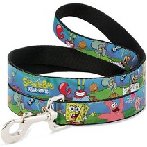 Buckle-Down 애완동물 가죽끈 - 스폰지밥과 친구/로고 길이 10.2cm 너비 2.5cm 424000