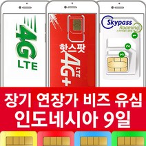 인도네시아 유심 칩 구매 9 일 핫스팟 무제한 지원 데이터 로밍 브카시 자카르타 발리 출장 여행 심카드 xl 스카이패스로밍, 9일, 택배수령