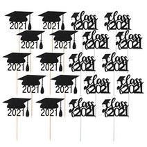 PRETYZOOM 20Pcs Class of 2021 Graduation Cap Cake Topper Cupcake Picks Graduation Party Cake Decorat, 1