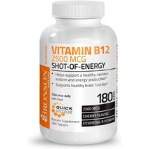 브론슨 Bronson 설하 비타민B12 2500mcg 샷오브에너지 180정, 1팩