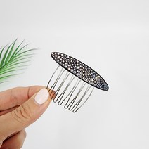 시크몽 프랑스핀 블랙 큐빅 스톤 긴타원 6.5 cm 헤어 빗핀