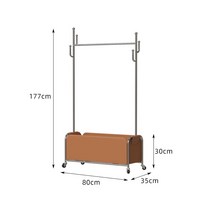 스테인리스 행거 빈티지 이동식 행거 수납 옷걸이, (80) 브라운 가죽포켓 + 스테인리스봉