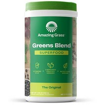 Amazing Grass Greens Blend Superfood 유기농 스피루리나 클로렐라 비트 뿌리 분말 소화 효소 및 프로바이오틱스가 포함된 슈퍼 그린 스무디 믹스 오리지널, 60인분 (1팩)