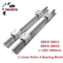 SBR10/12/16/20 선형 가이드 레일 길이 200 300 500 1500mm 2 개 선형 레일 + 4 SBR12UU/SBR16UU CNC 3D 부, 03 400mm_02 SBR12