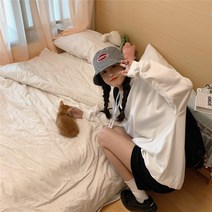 9가지 컬러 솔리드 이중 후드 광패턴 얇은블랙 앤 화이트 맨투맨