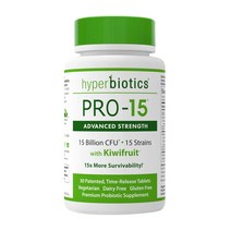 [Hyperbiotics] 하이퍼바이오틱스 프로-15 어드밴스드 스트렝스 위드 키위후르츠 150 억 유산균 30 타임 릴리즈 타블렛
