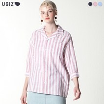 [UGIZ] 포니 스트라이프 오픈카라 셔츠 (남녀공용) (택가격:59000원)