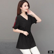 가바바 여성 블라우스 허리끈으로 날씬하게 반팔 블라우스 G46158