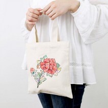 미리사몰B DIY 민화 에코백 만들기 세트 천 가방 무지 도안 친환경 재료 미술 그리기 색칠 꾸미기 자랑 어린이 초등 학교 돌봄 방과후 수업 준비물, 미니 에코백:모란, 1개