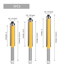 루터날 트리머날 루터비트 홈파기날 목공용루터 LAVIE 8mm 샹크 롱 블레이드 플러시 트림 라우터 비트 나무, 04 3 PCS SET