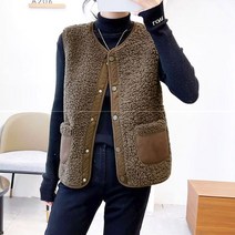 노이디제이 브이넥 똑딱이 단추 양털 베스트 INO415A
