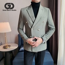 더블 브레스트 비즈니스 캐주얼 단색 정장 남성(상단만)