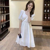 퐁순싸롱 A라인 랩 스타일 주름 심플 여름 미니 원피스 SH